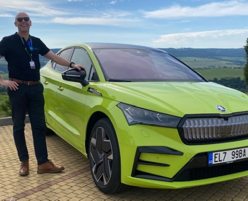 Jodie Tait with ŠKODA ENYAQ