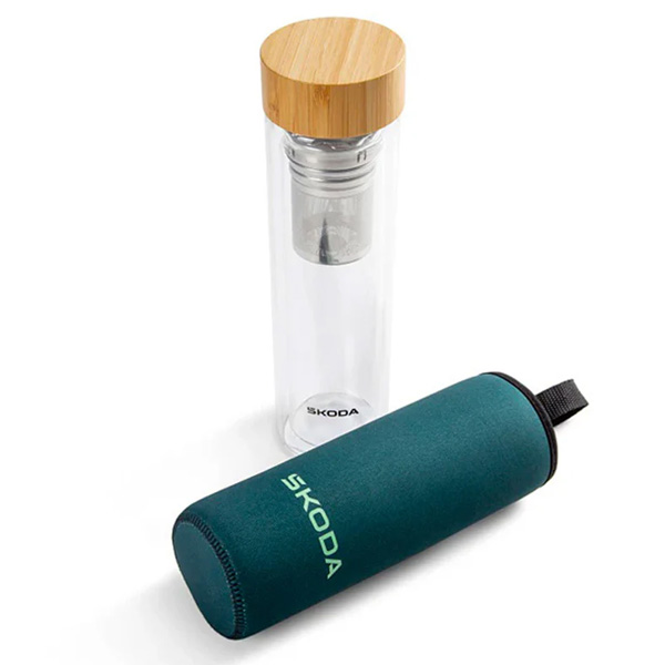 Skoda glass drink bottle